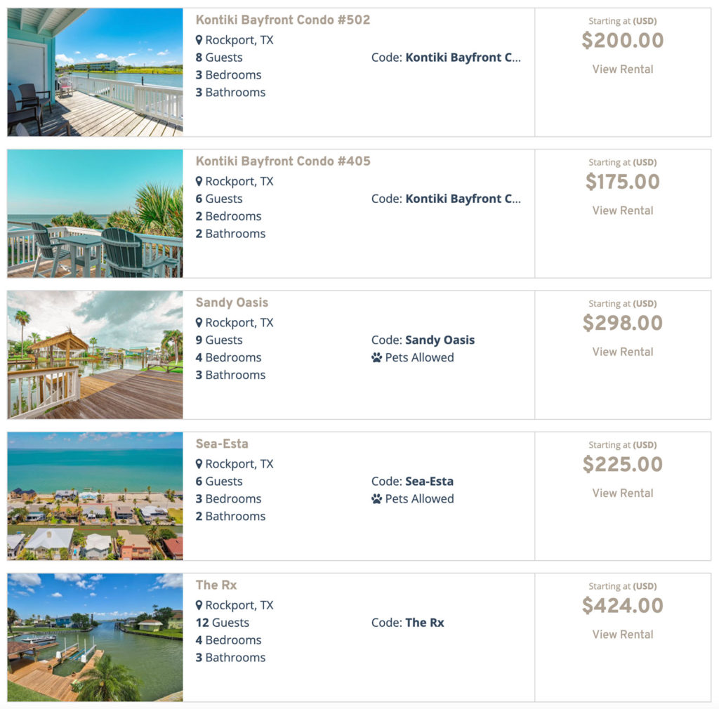 vacation listing web tool for property managers