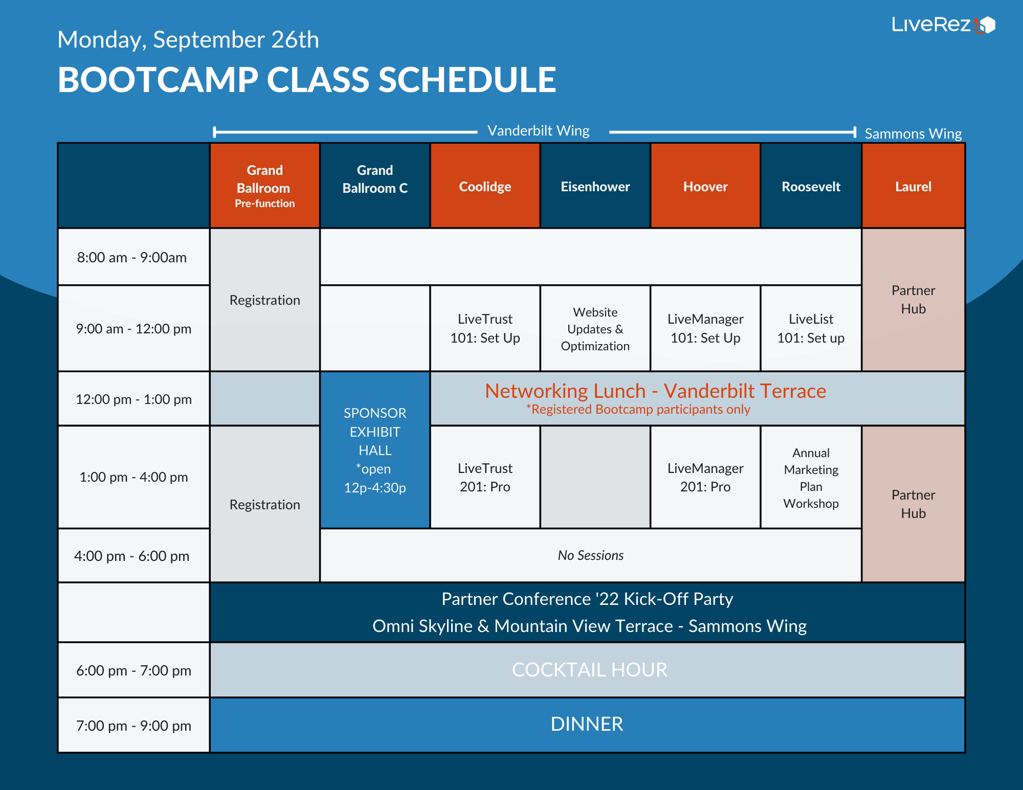 LiveRez Bootcamp Class Schedule